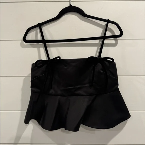 NWT GANNI black satin Duchess top - Picture 4 of 8